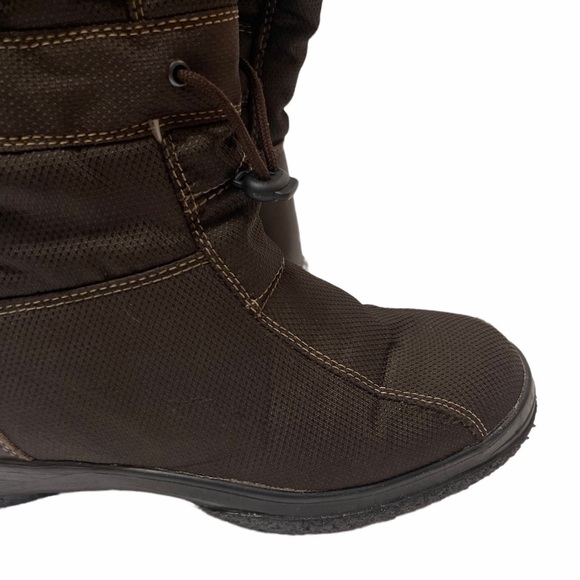 Olang Brown Nylon 100% Wool Lined Winter Boots With Built In Ice Grips Spikes - Picture 3 of 16
